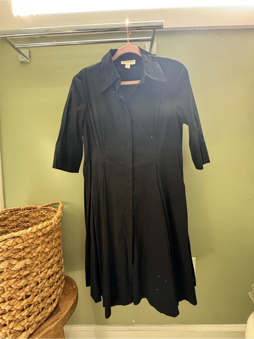 Coldwater Creek Black Collared Midi Dress